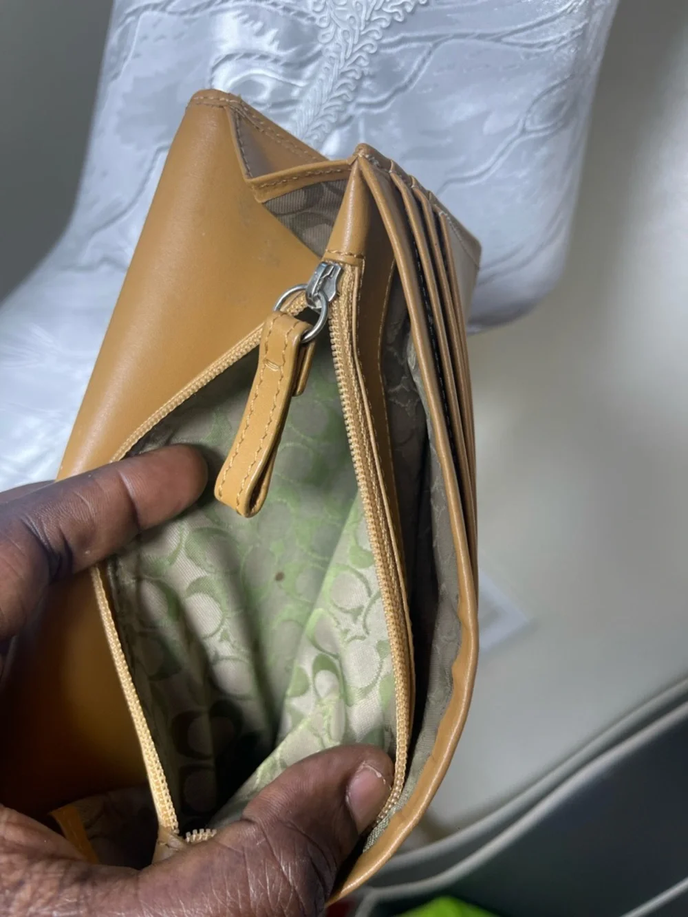 Coach Mustard Leather Snap Wallet